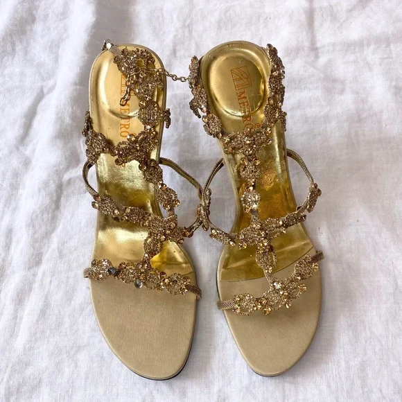 Metro Gold Rhinestone Sandals - Picture 2 of 14